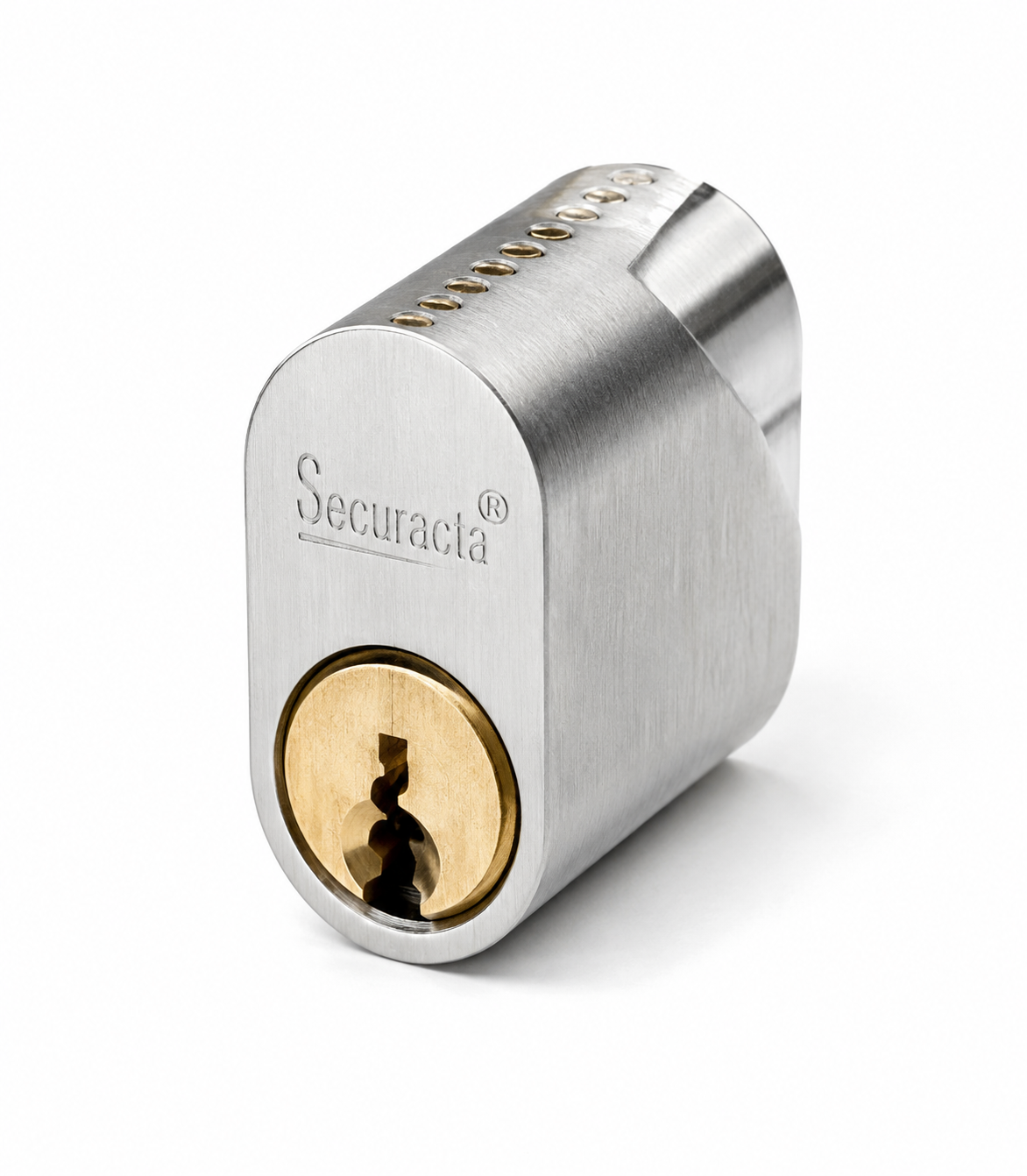 Securacta oval cylinder — brushed steel finish