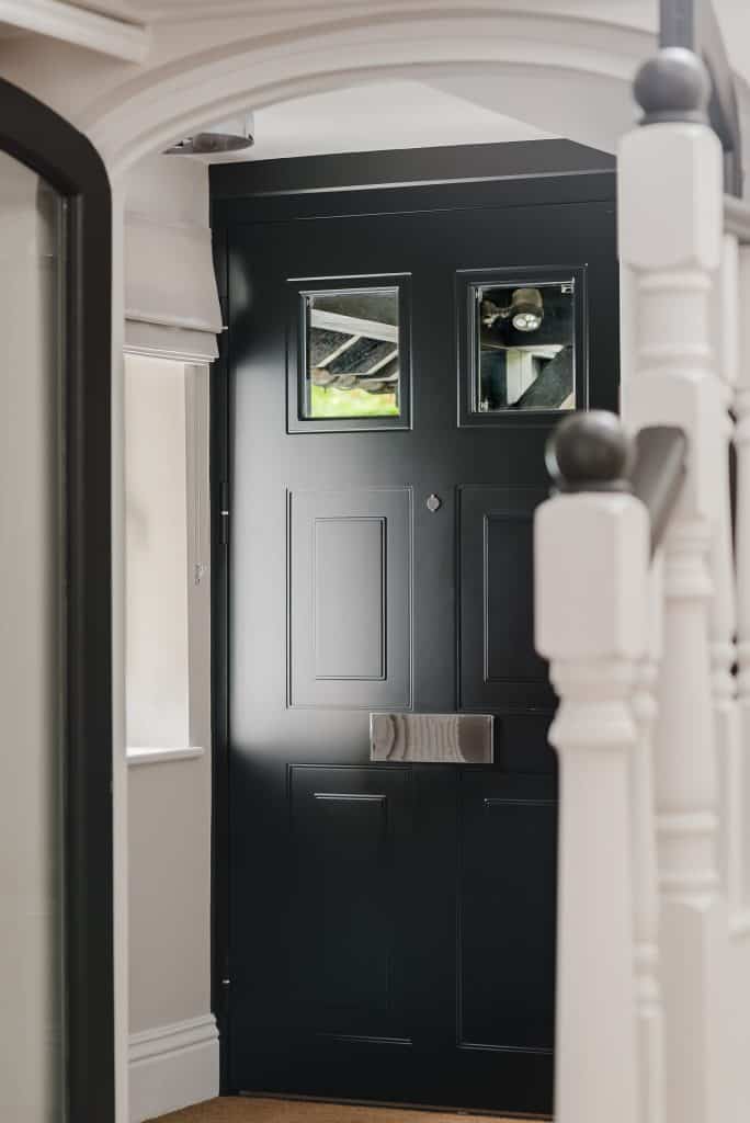 Internal side of black CNC6 design security door