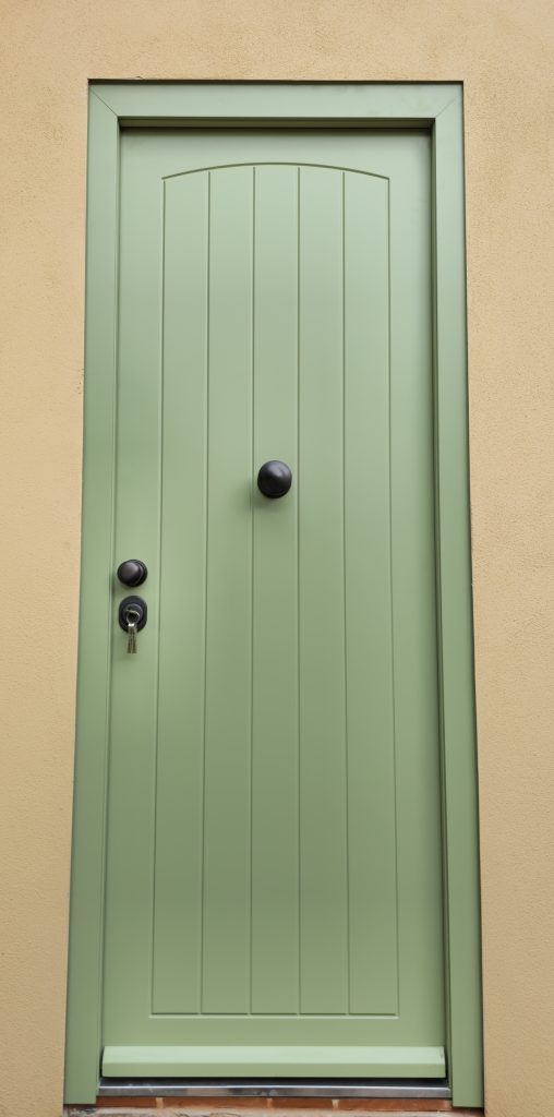 Cottage style pastel green security door