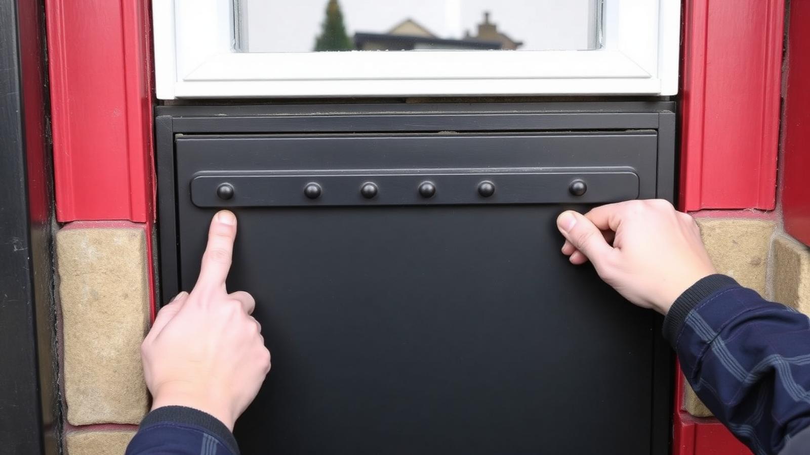 Specialist installing a steel security door